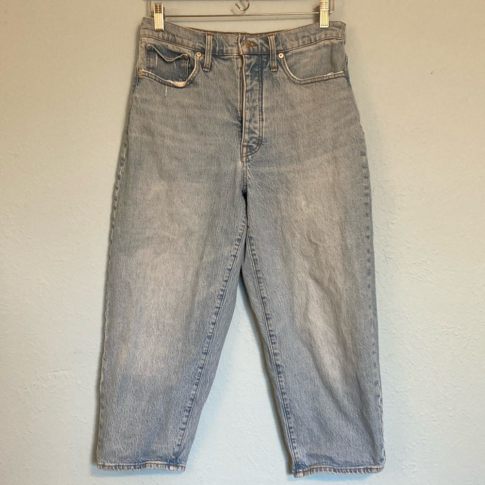 Madewell Womens Size 29P Balloon Jeans Blue Denim Light Wash Petite High Rise